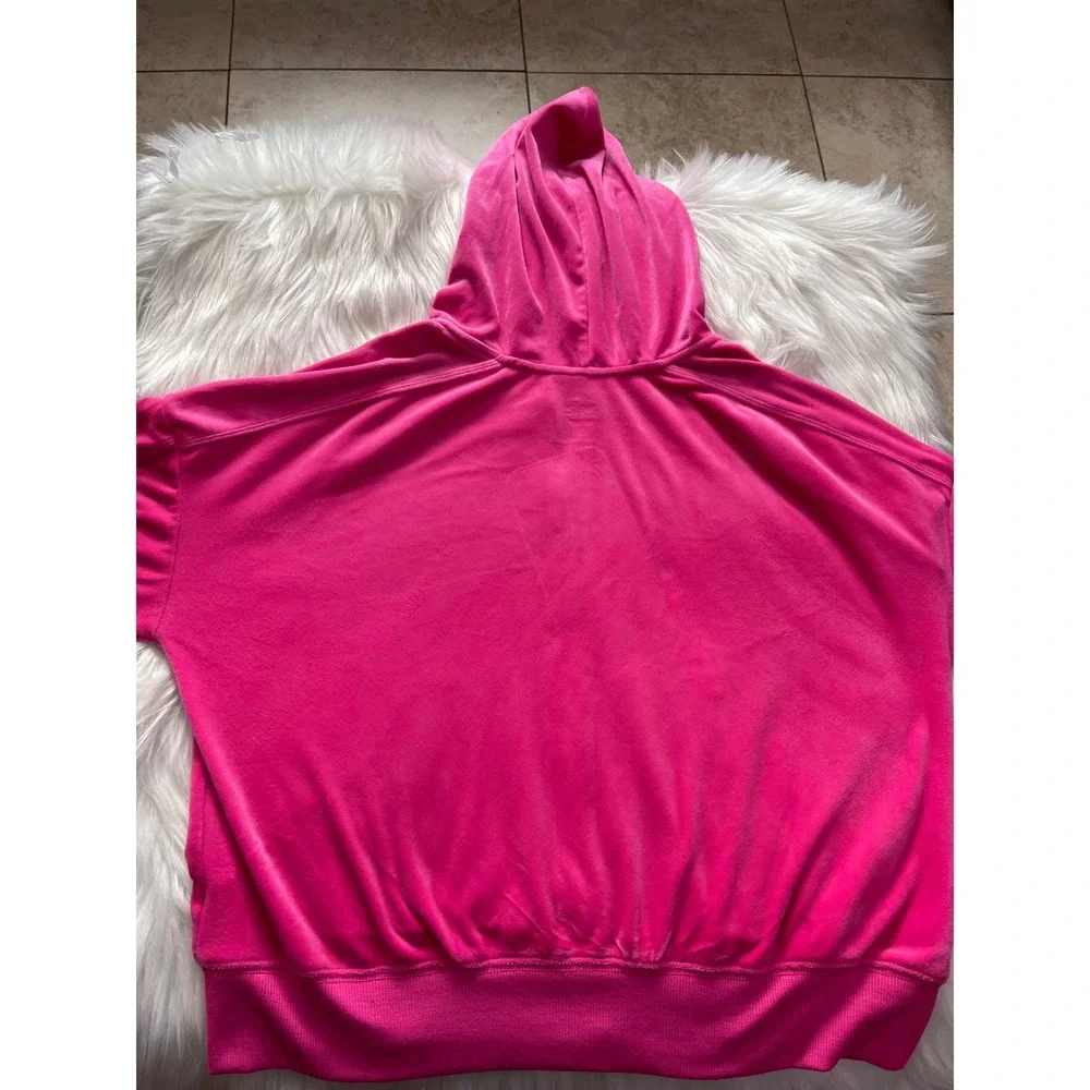 Justice Girls Pink Velour Full-Zip Cropped Hoodie Cargo Pocket Size Large